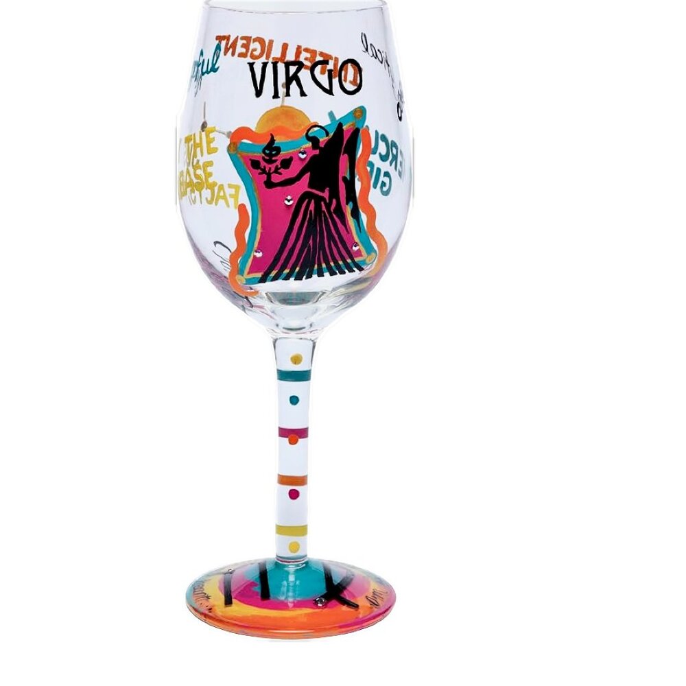 Lolita Hand Painted Stem Wine Glass Discontinued Virgo